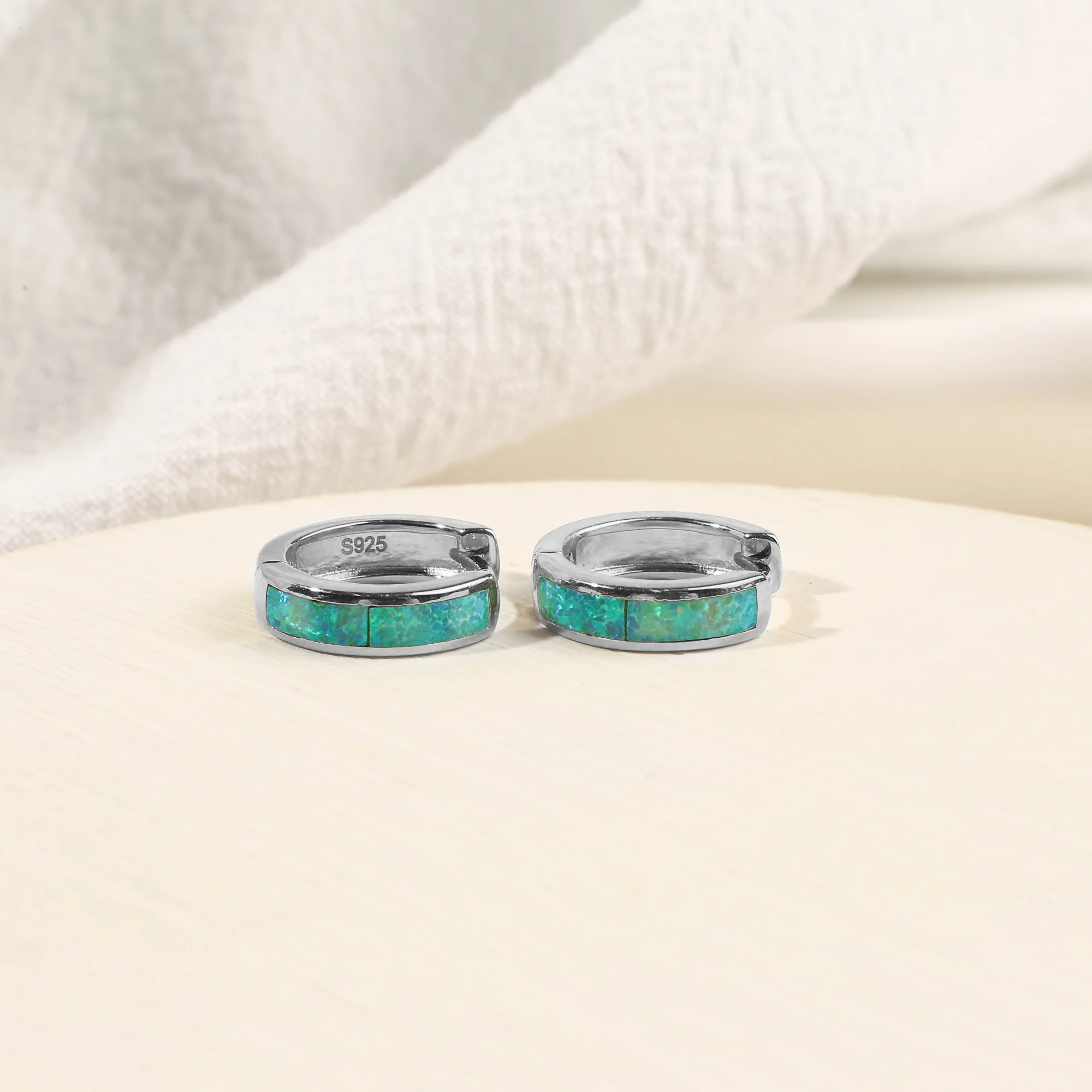 Opal Inlay Huggie Hoop Earrings - Image 21