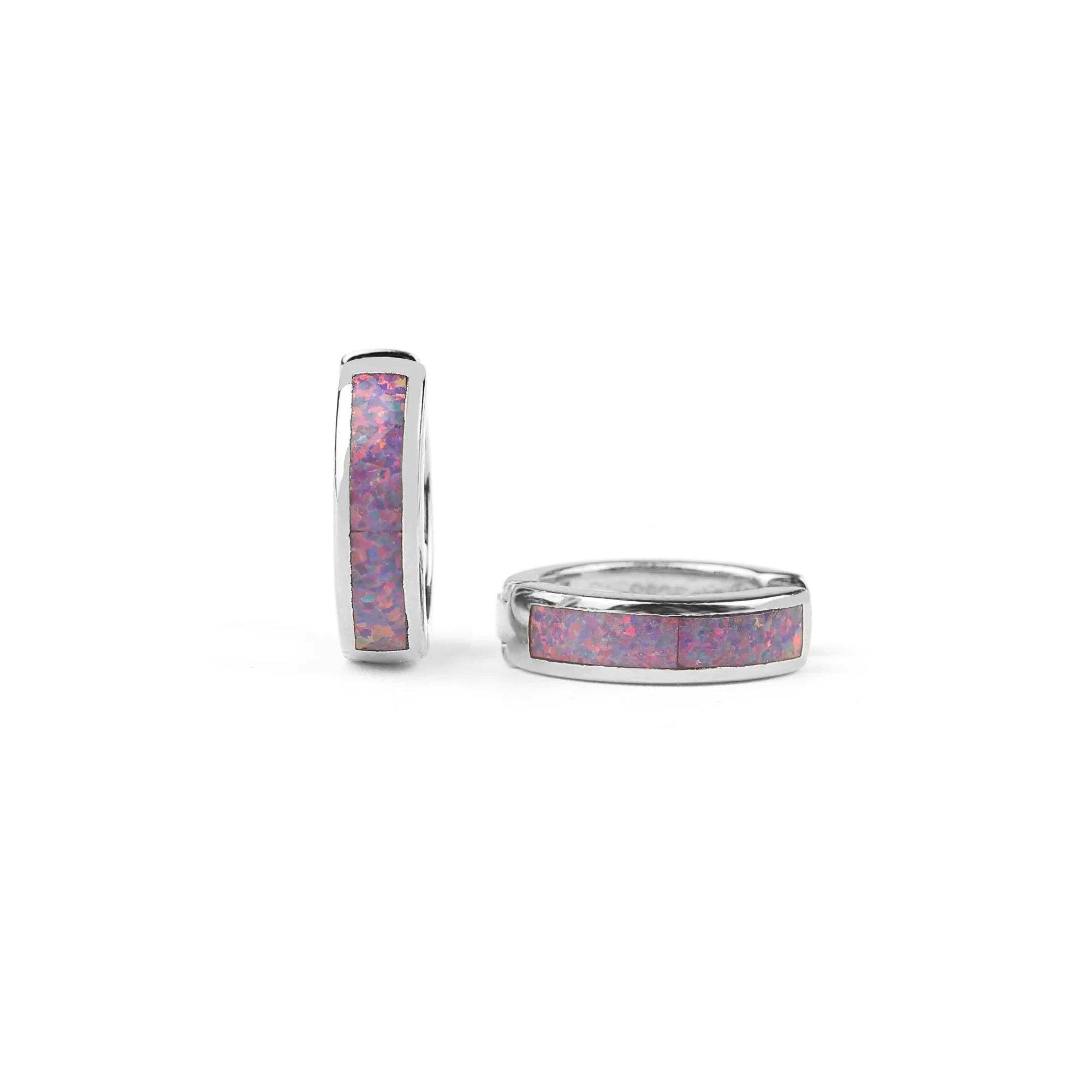 Opal Inlay Huggie Hoop Earrings - Image 24