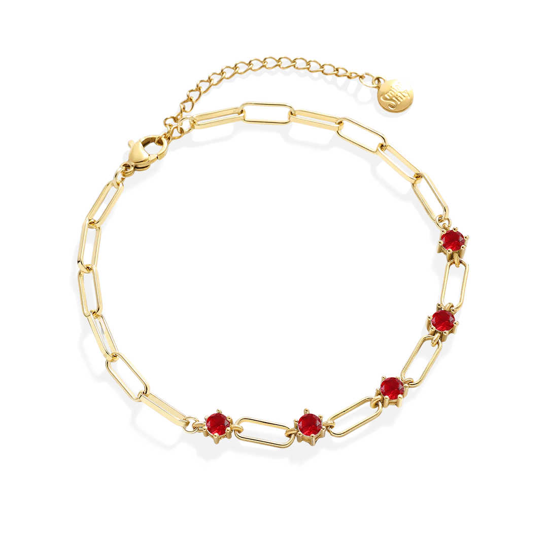 Paperclip Bracelet with Gemstone Accents