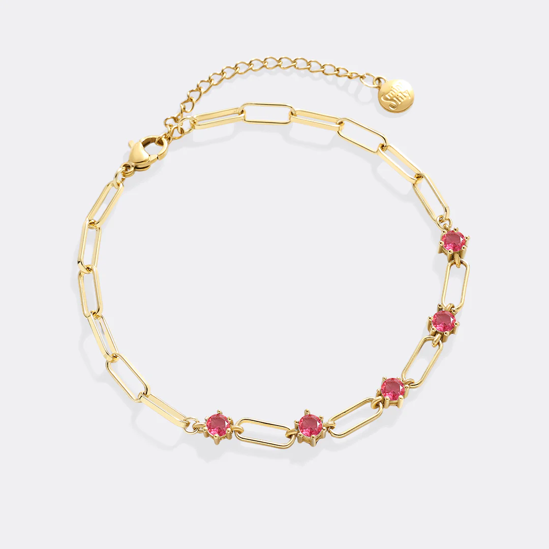 Paperclip Bracelet with Gemstone Accents - Image 19