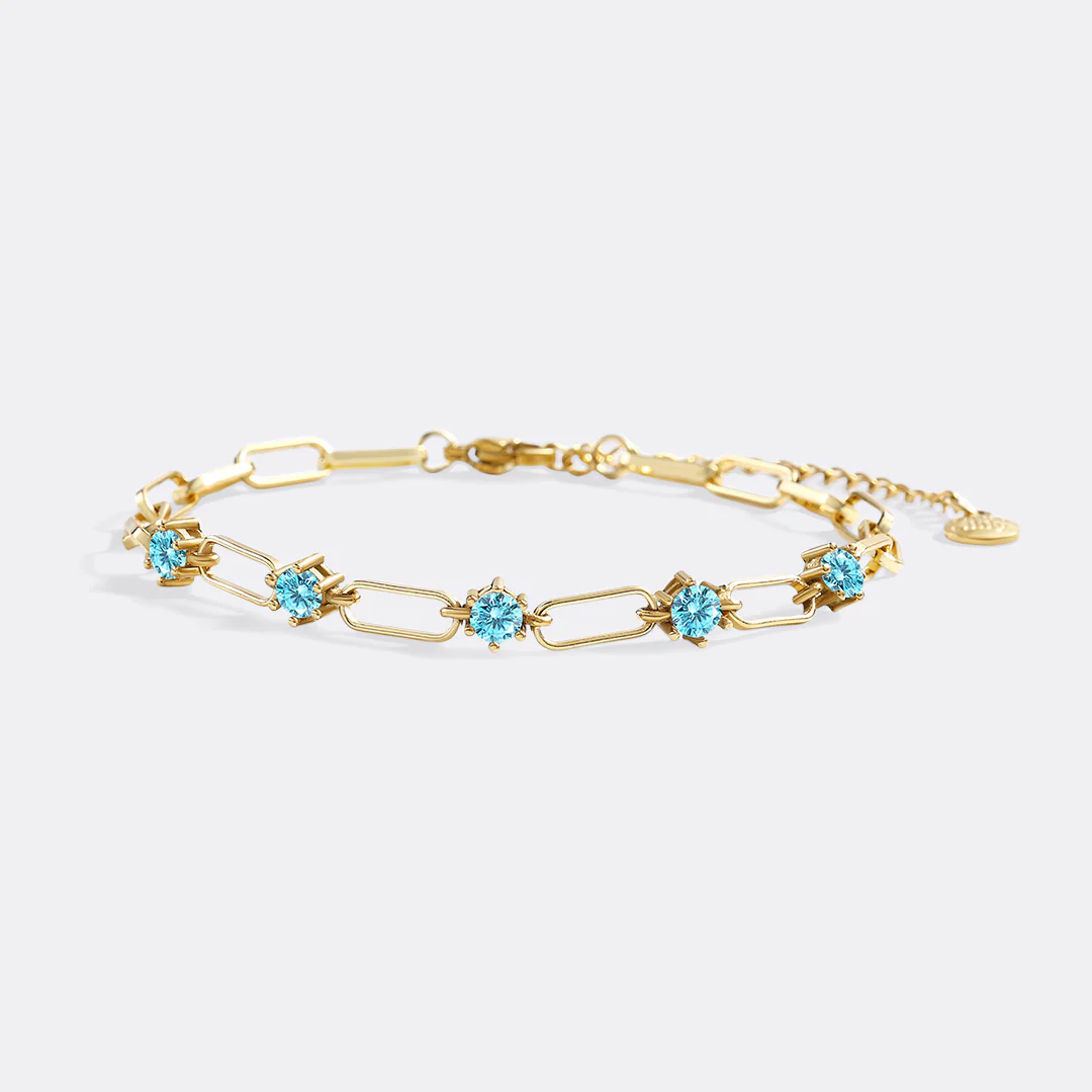 Paperclip Bracelet with Gemstone Accents - Image 28