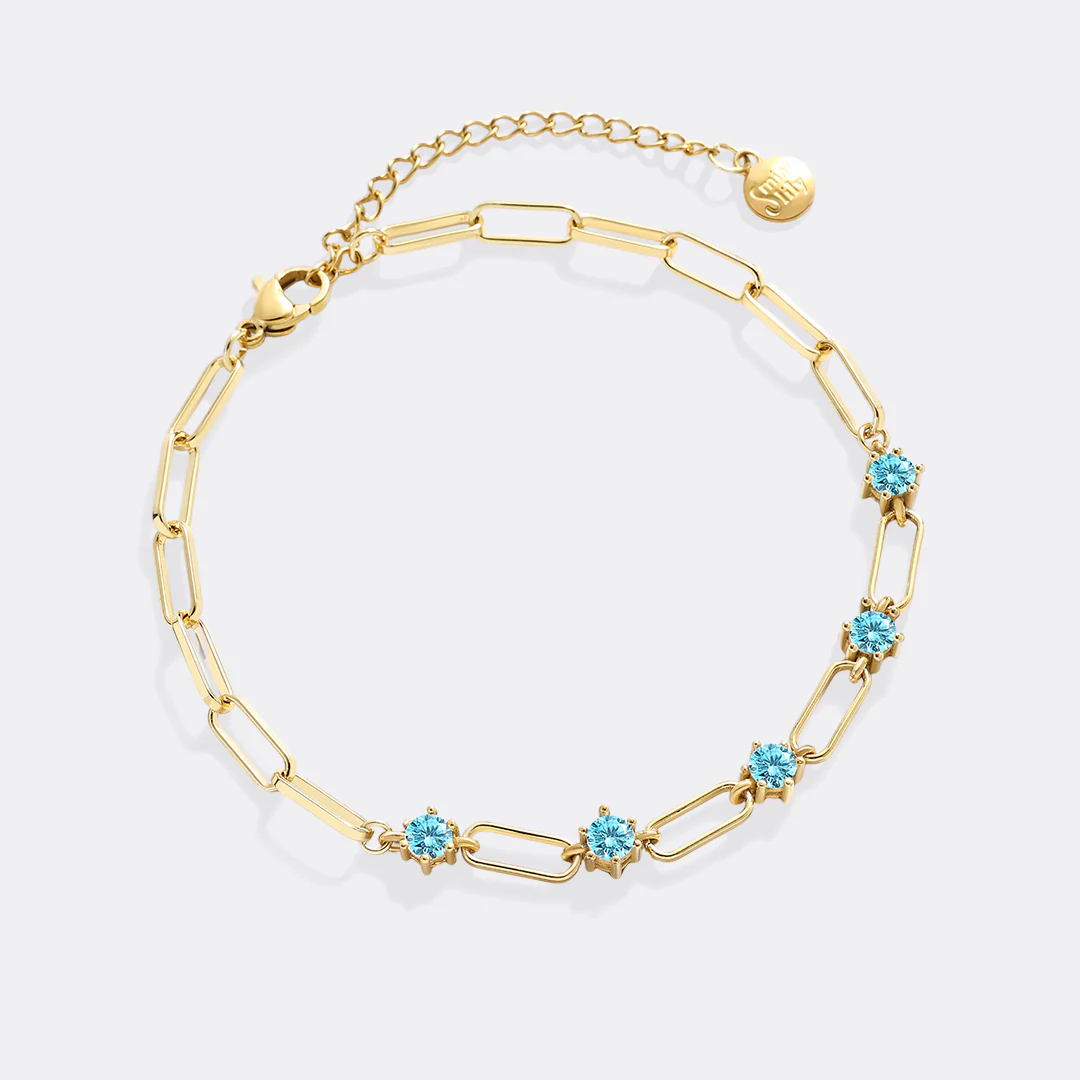 Paperclip Bracelet with Gemstone Accents - Image 29
