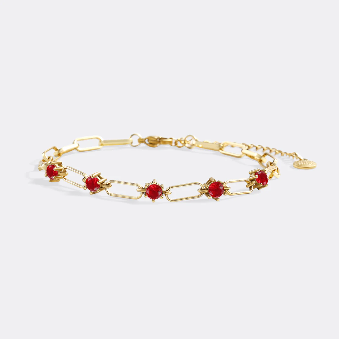 Paperclip Bracelet with Gemstone Accents - Image 3