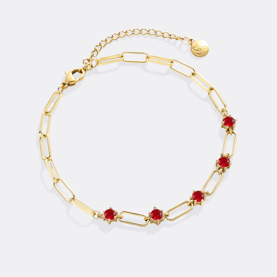 Paperclip Bracelet with Gemstone Accents - Image 5