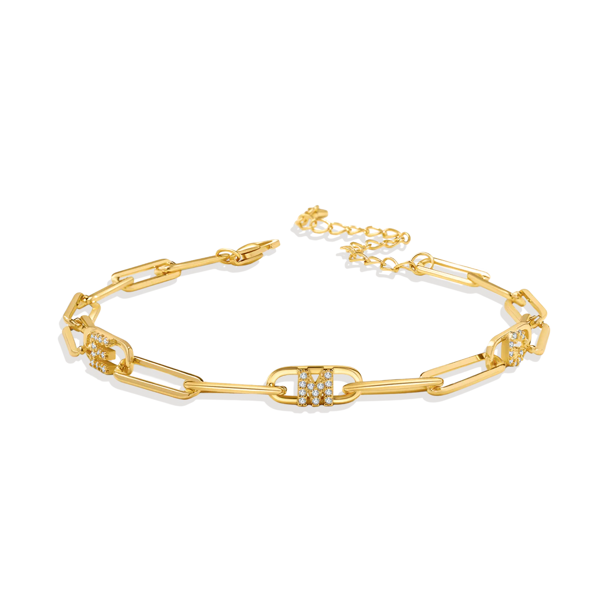 Paperclip Bracelet with Pave Initials - Image 6