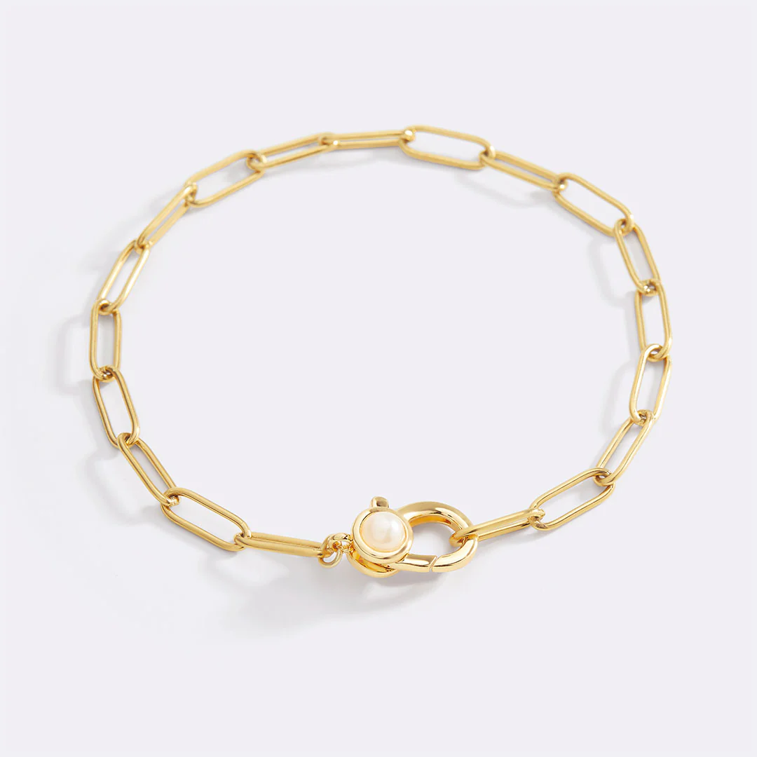 Paperclip Bracelet with Pearl Accent - Image 9