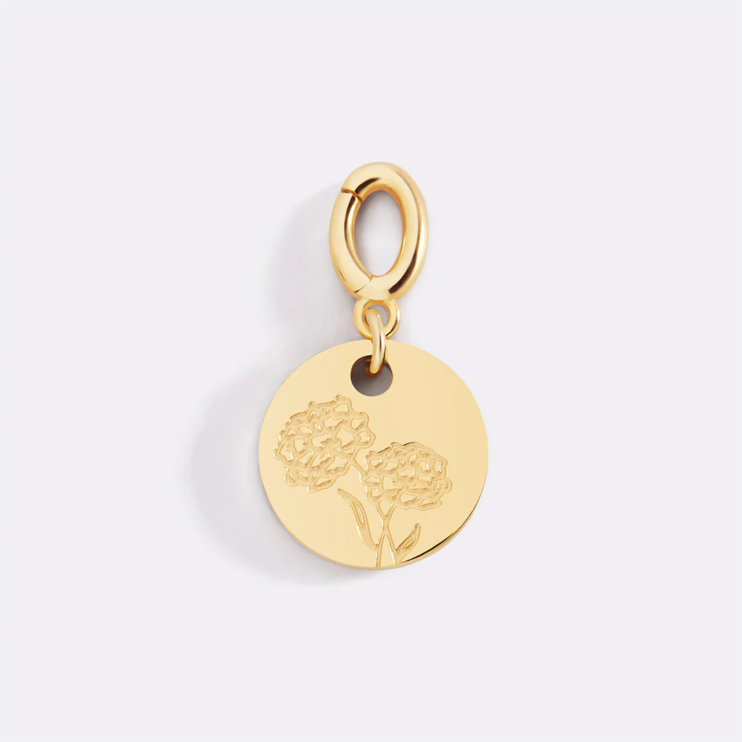 Engraved Birth Flower Disc Charm - Image 12