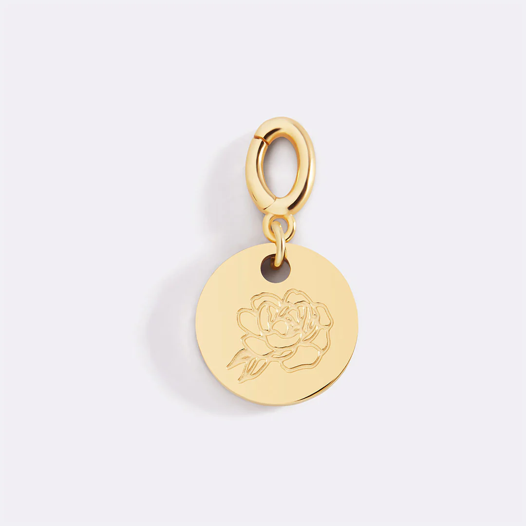 Engraved Birth Flower Disc Charm - Image 13