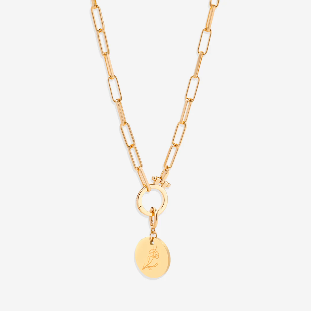 Engraved Birth Flower Disc Charm - Image 19