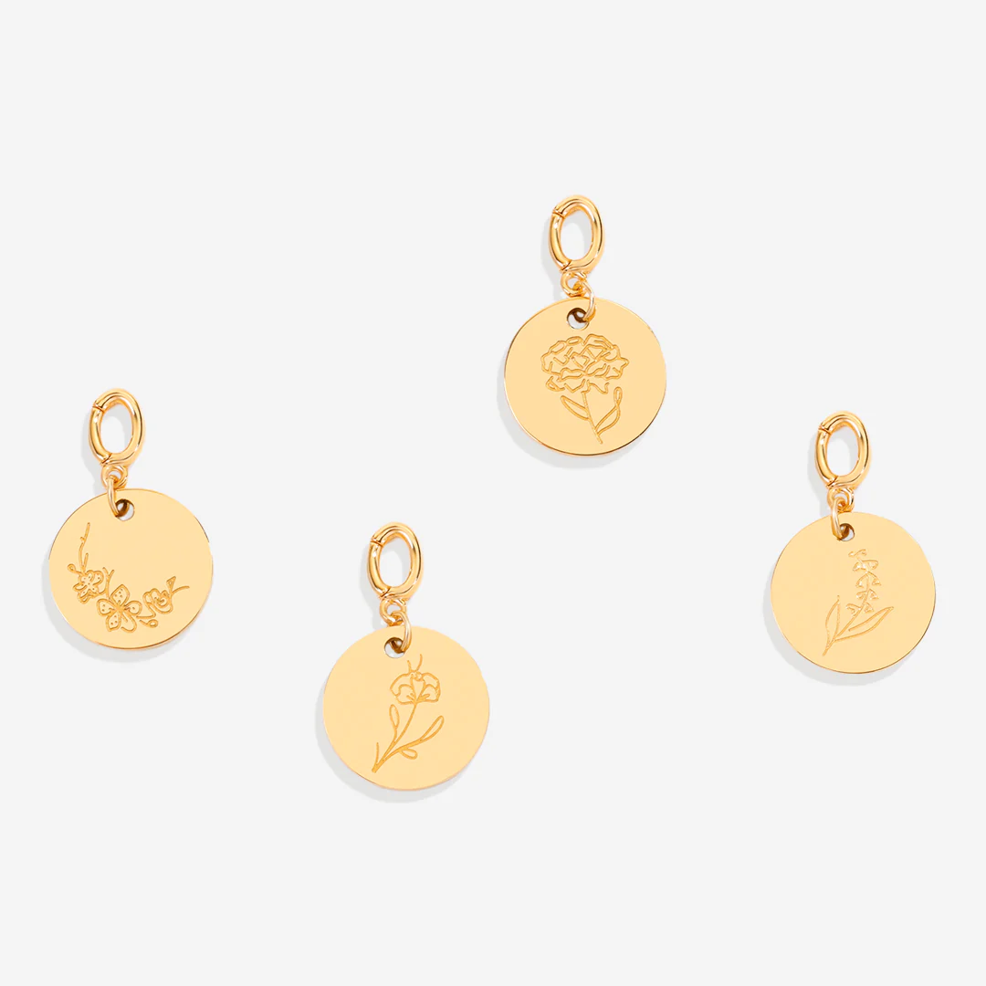 Engraved Birth Flower Disc Charm - Image 24