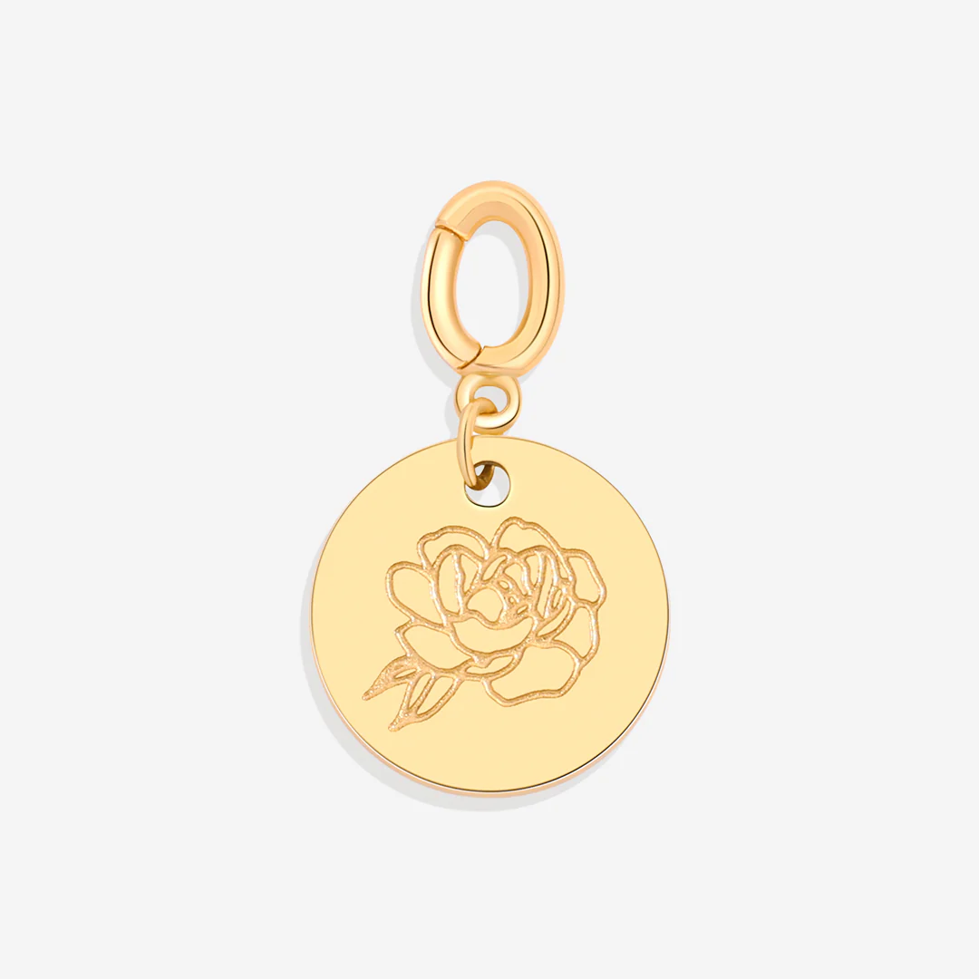 Engraved Birth Flower Disc Charm - Image 29