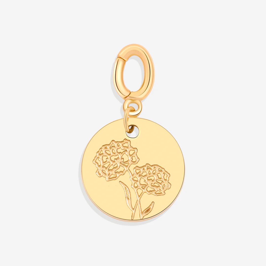 Engraved Birth Flower Disc Charm - Image 31
