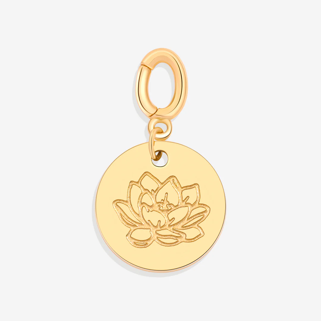 Engraved Birth Flower Disc Charm - Image 37
