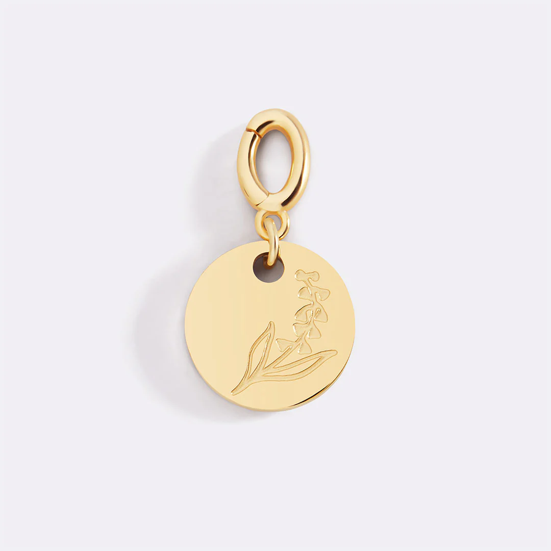Engraved Birth Flower Disc Charm - Image 5