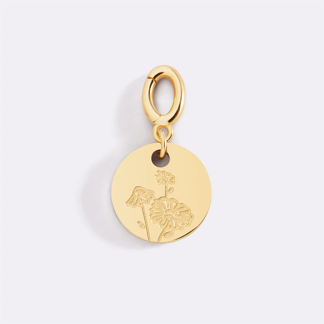Engraved Birth Flower Disc Charm - Image 6
