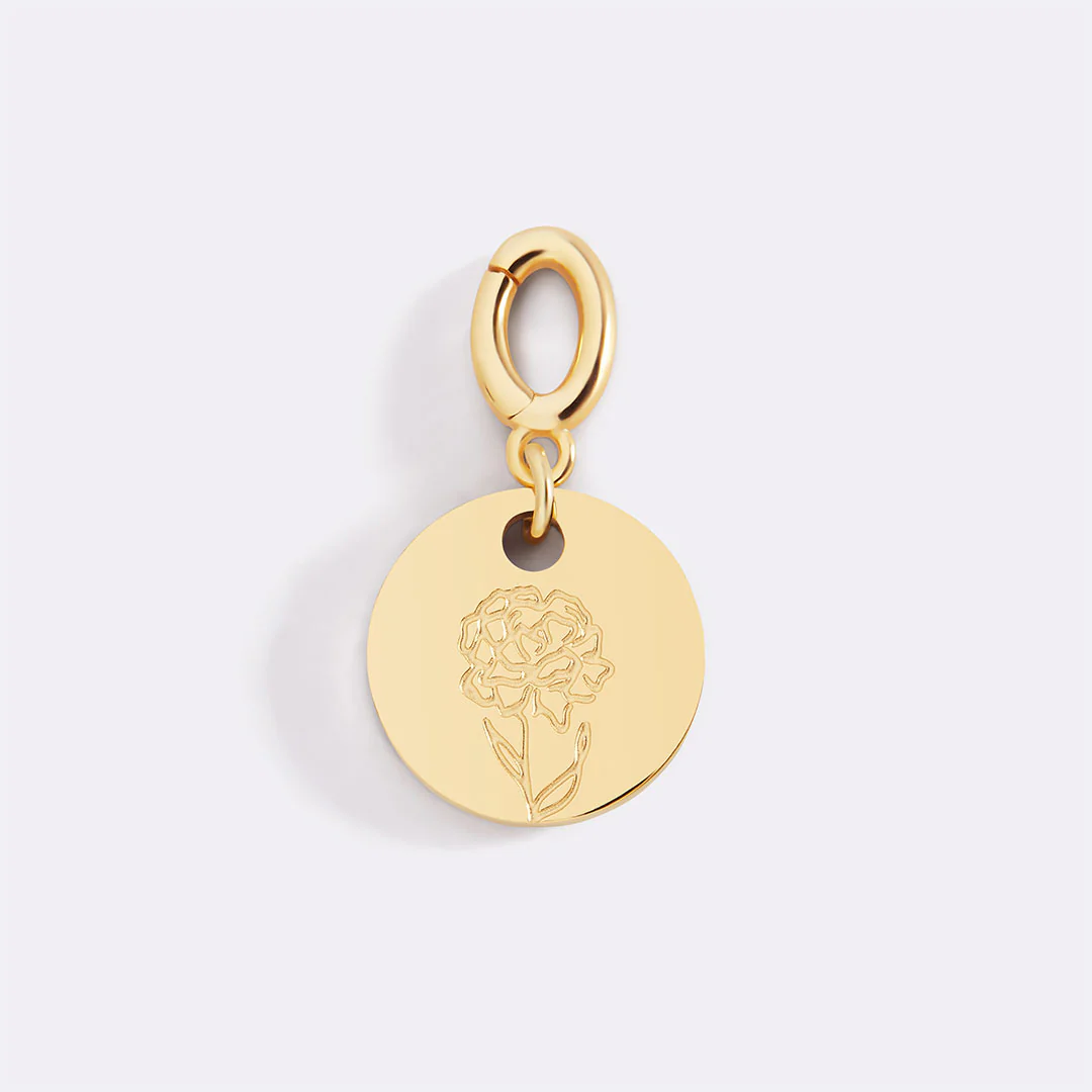 Engraved Birth Flower Disc Charm - Image 7