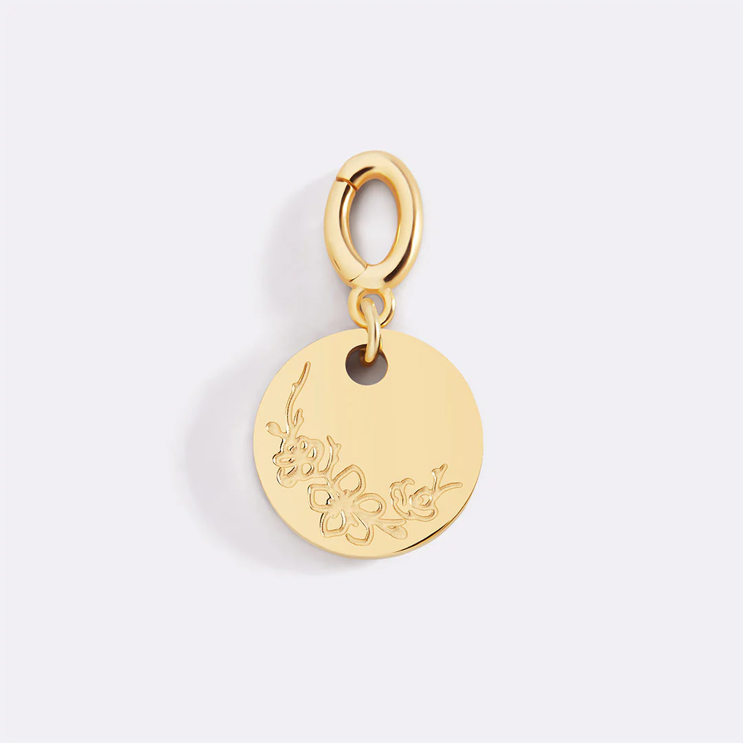 Engraved Birth Flower Disc Charm - Image 8