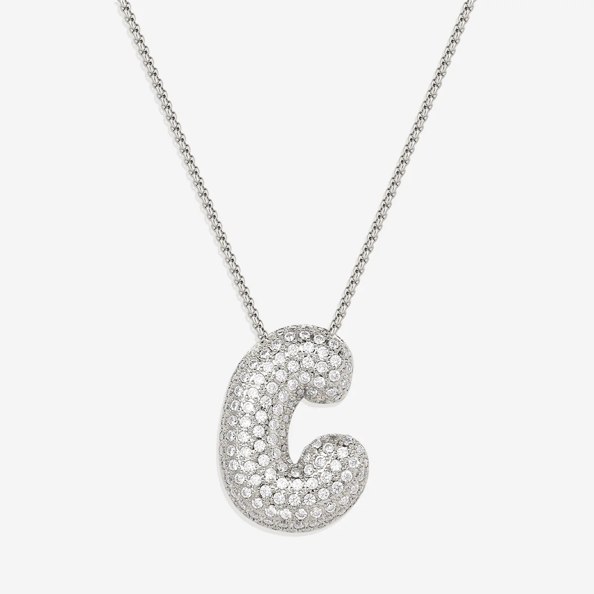 Pave Bubble Initial Necklace - Image 43