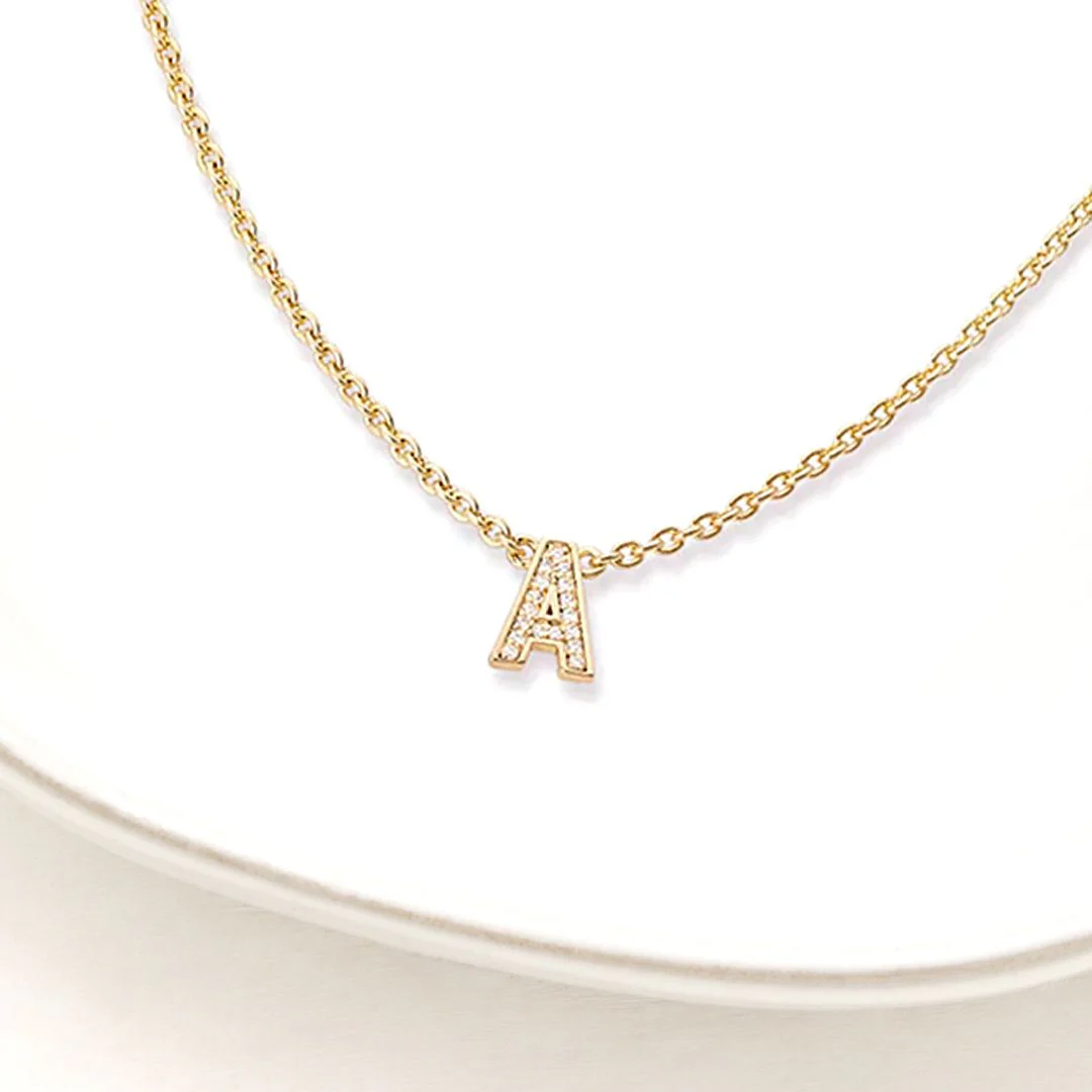 Pavé Uppercase Initial Necklace - Image 11