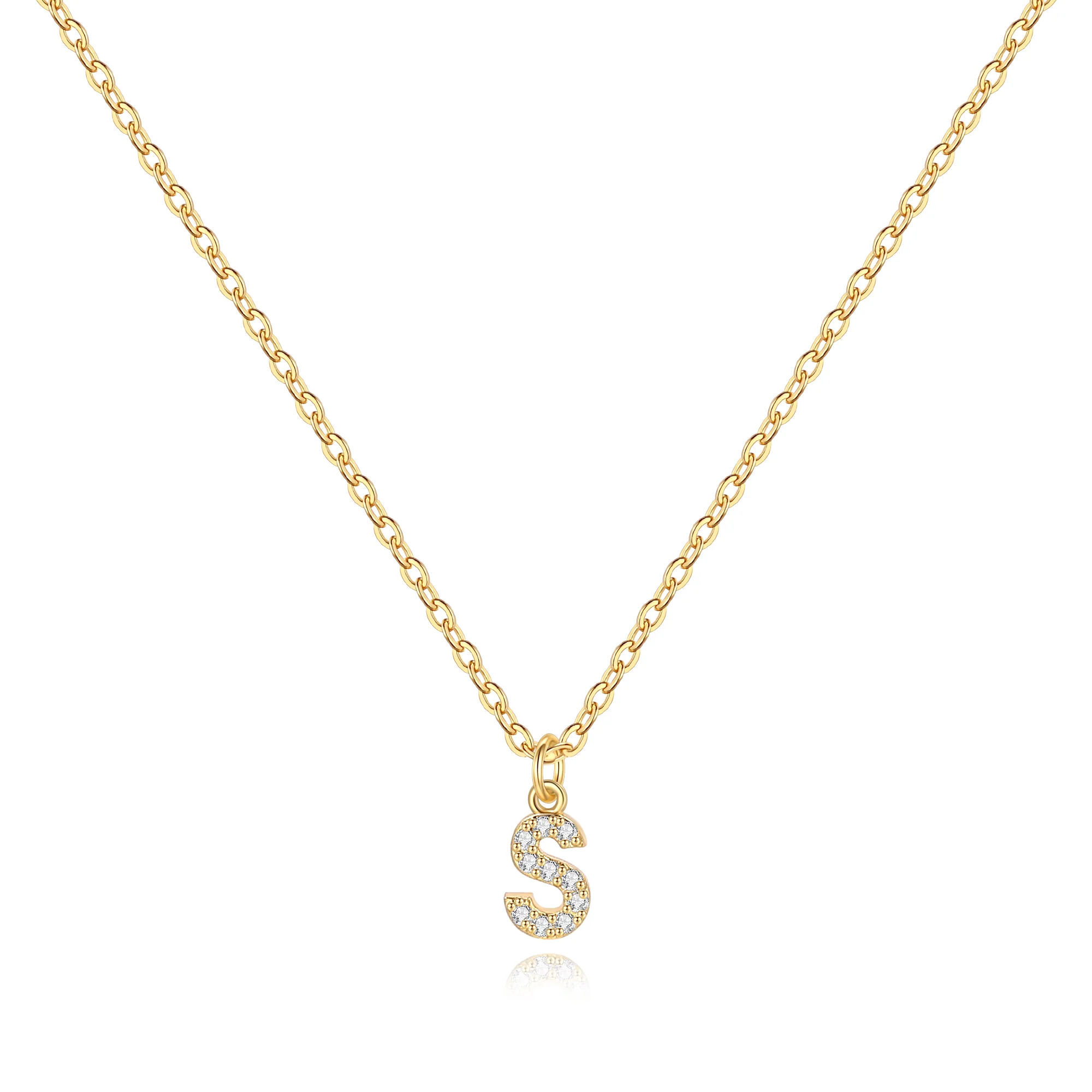 Pavé Uppercase Initial Necklace - Image 30