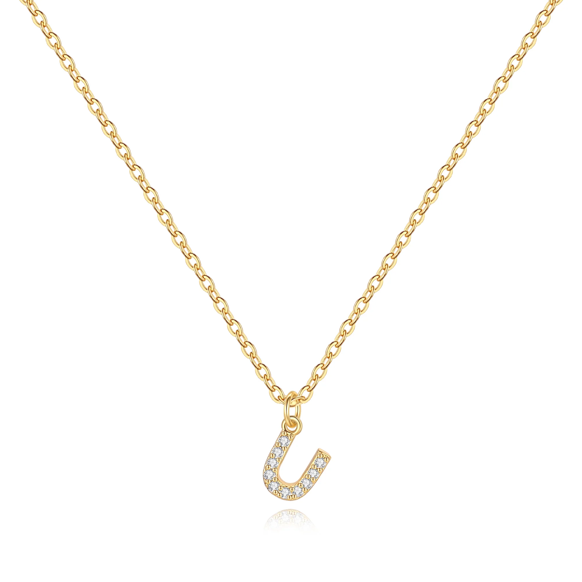 Pavé Uppercase Initial Necklace - Image 32