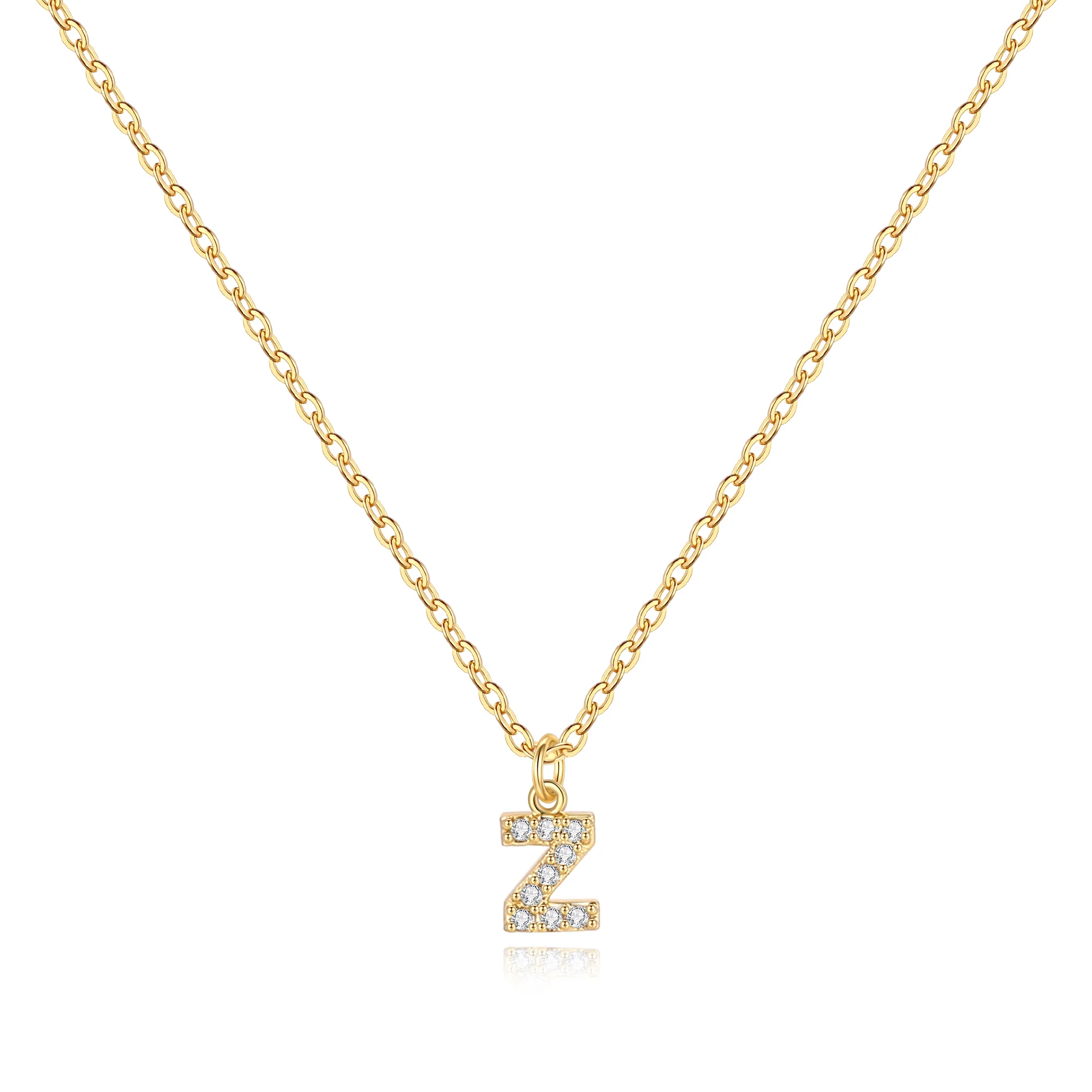Pavé Uppercase Initial Necklace - Image 37