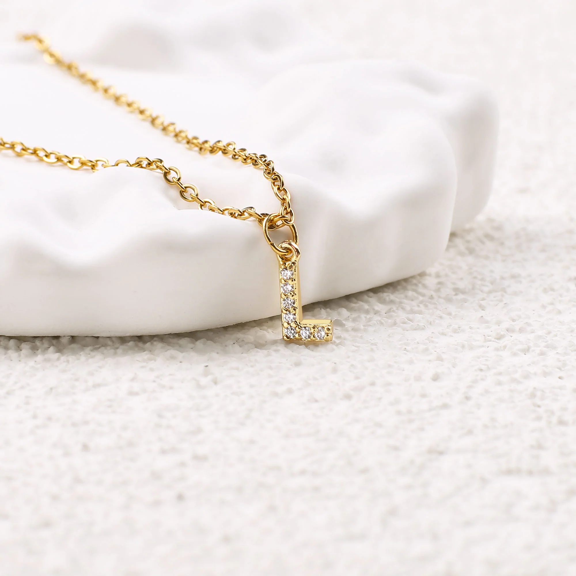 Pavé Uppercase Initial Necklace - Image 40