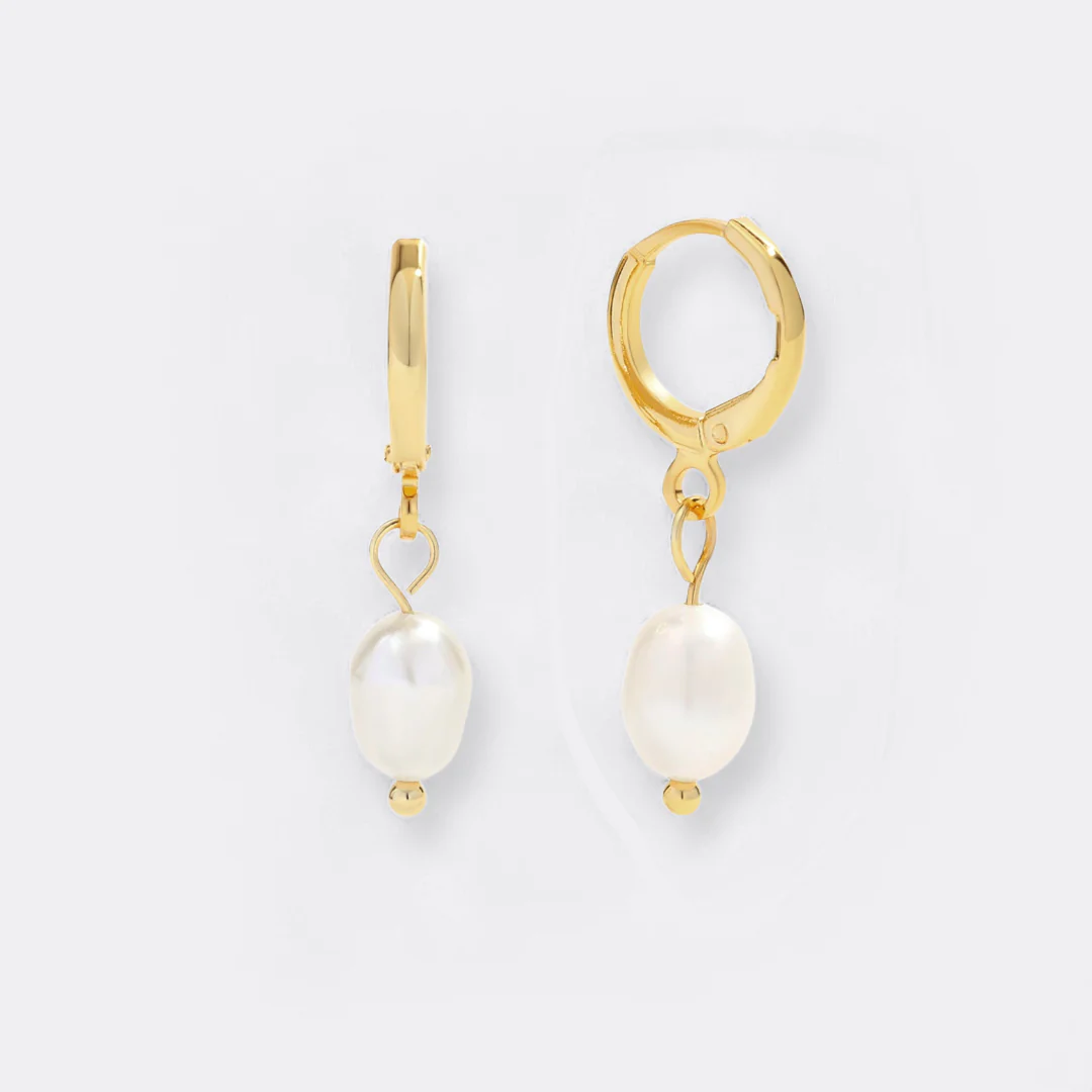 Freshwater Pearl Drop Huggie Earrings - Image 40