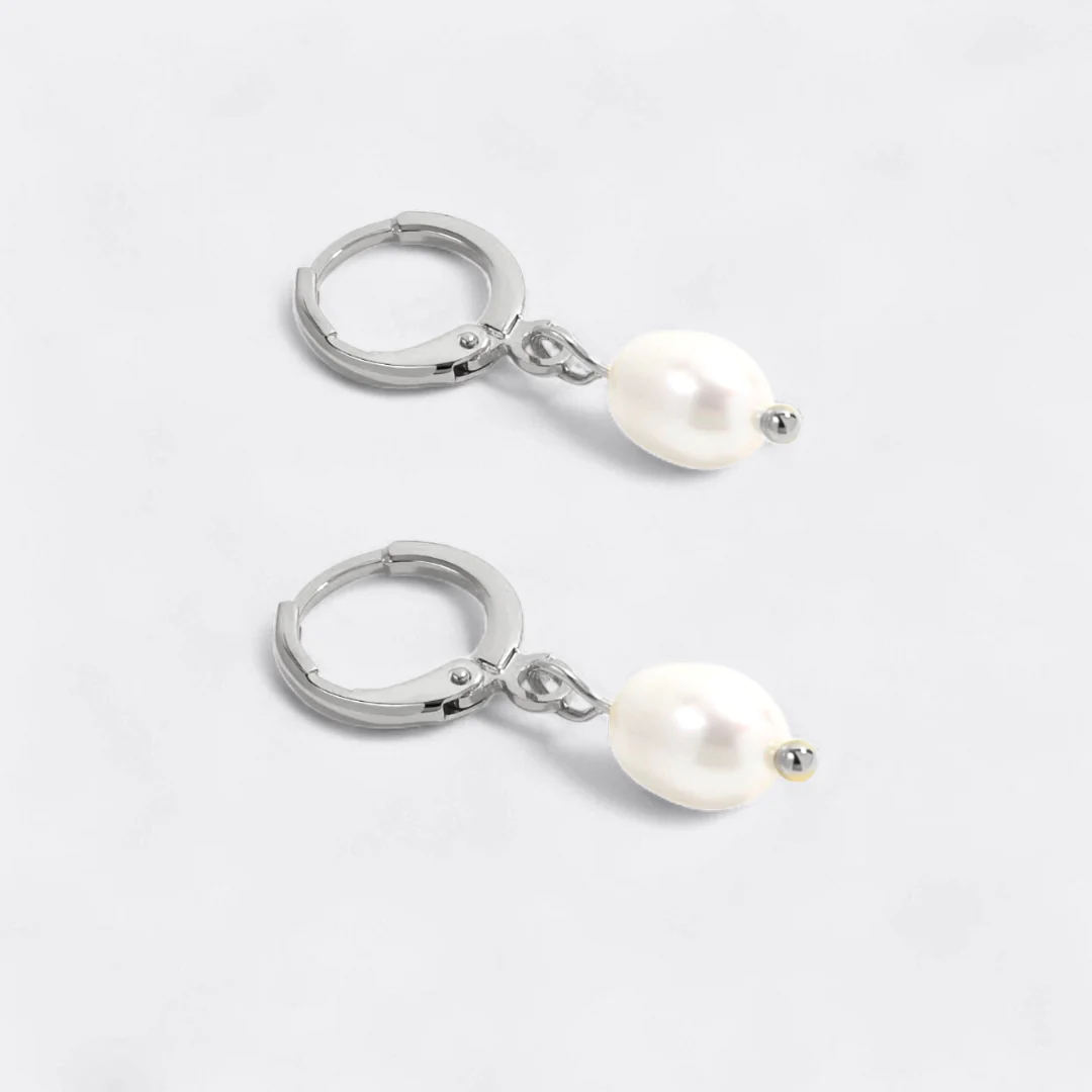 Freshwater Pearl Drop Huggie Earrings - Image 42