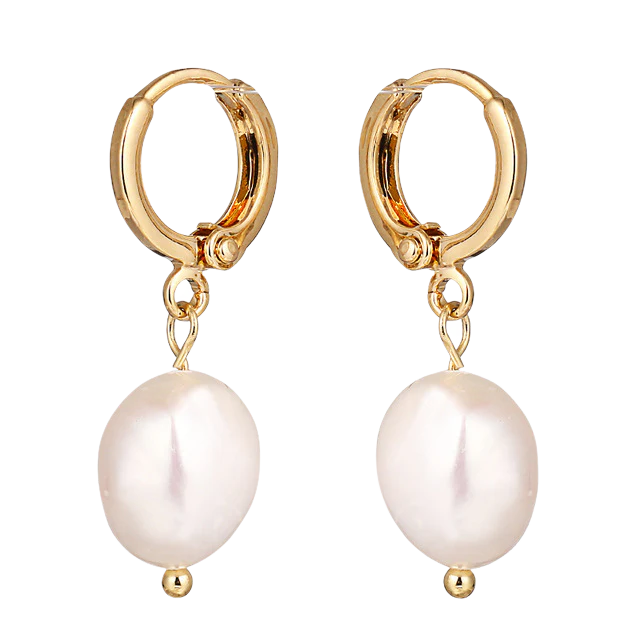 Freshwater Pearl Drop Huggie Earrings - Image 7