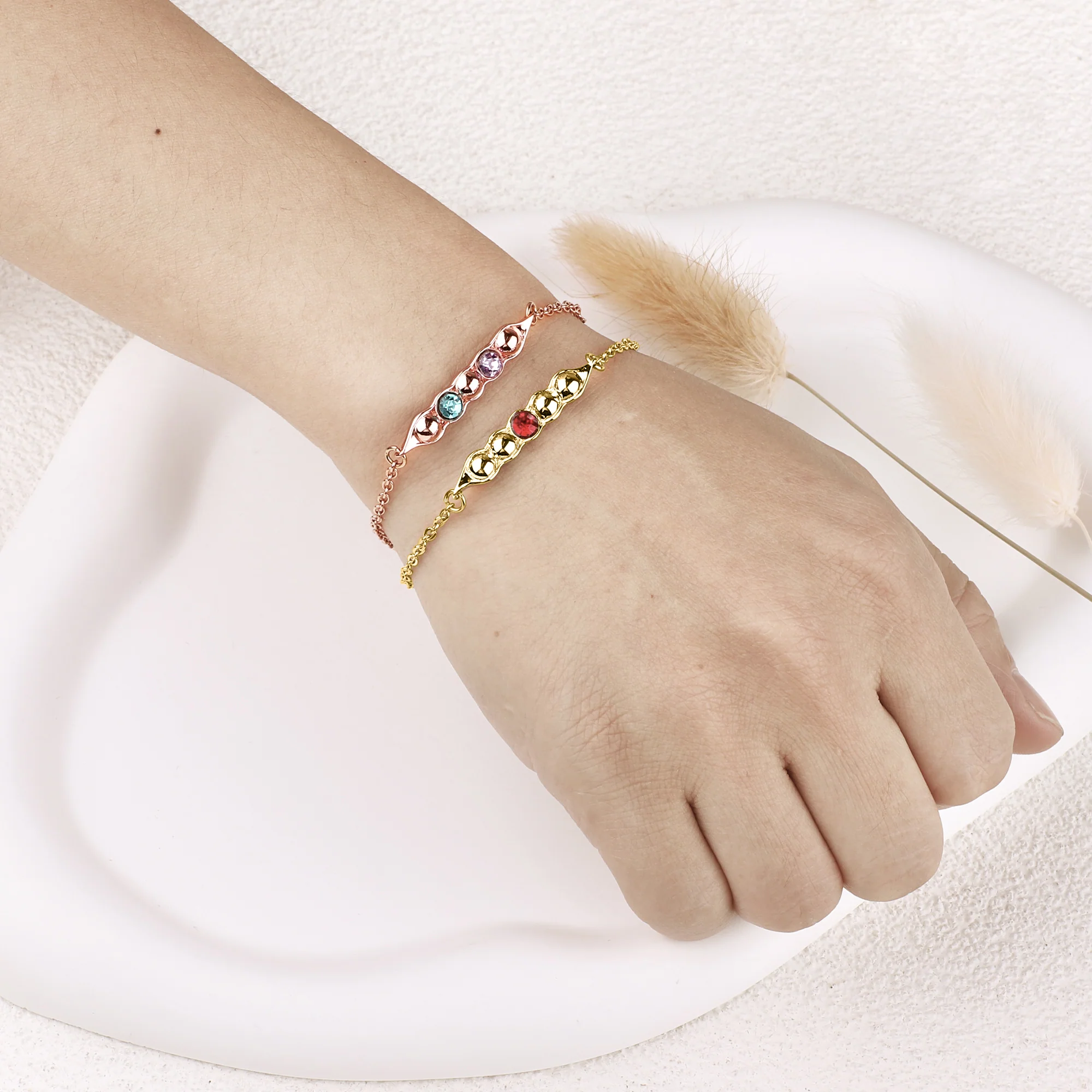 Peas in a Pod Birthstone Bracelet - Image 3
