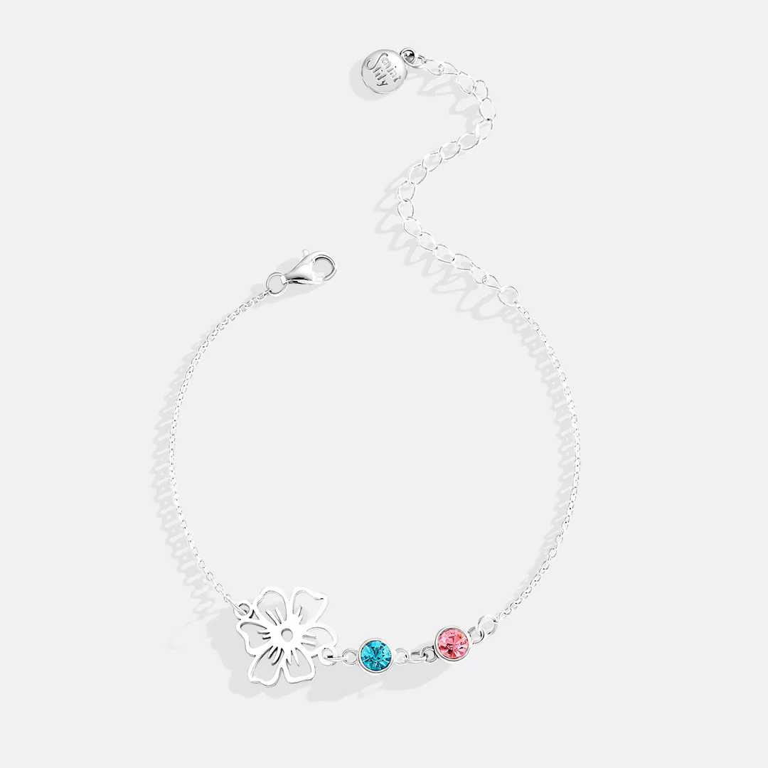 Personalized Birth Flower & Birthstones Bracelet June Rose - Image 9