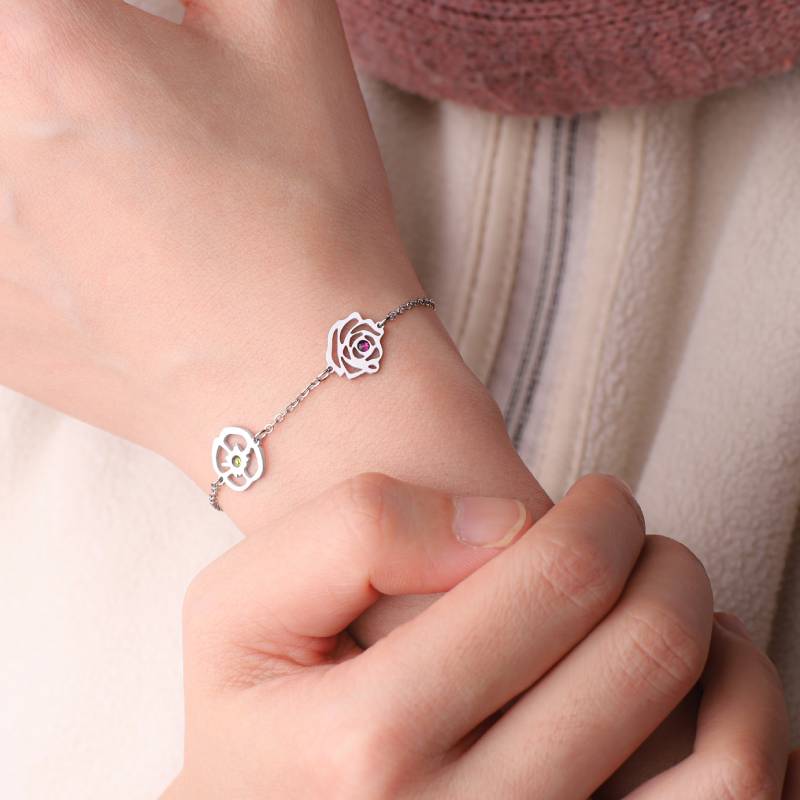 Personalized Birth Flower Charm Bracelet - Image 3