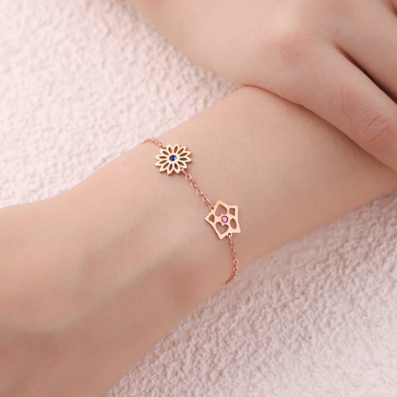 Personalized Birth Flower Charm Bracelet - Image 5