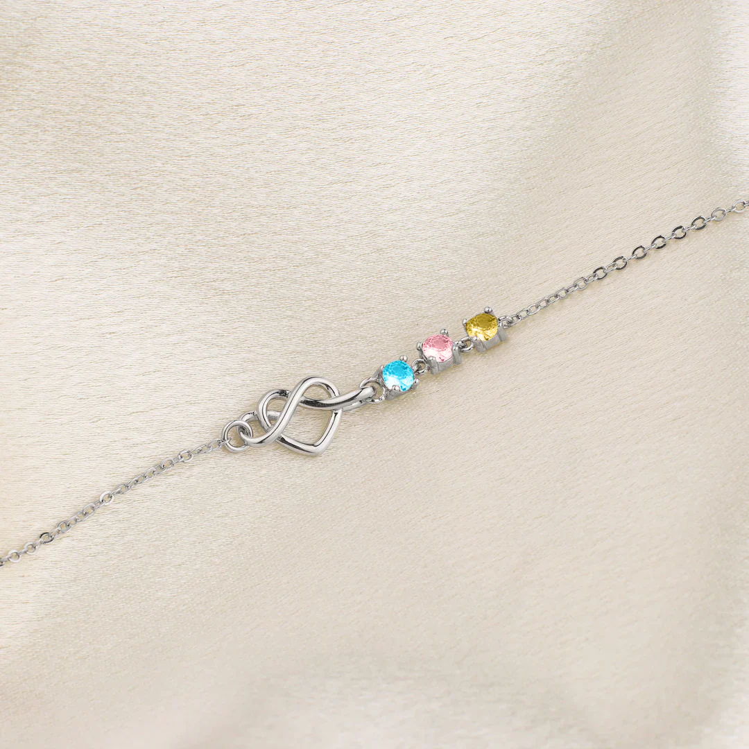 Personalized Birthstones Heart Knot Bracelet - Image 10