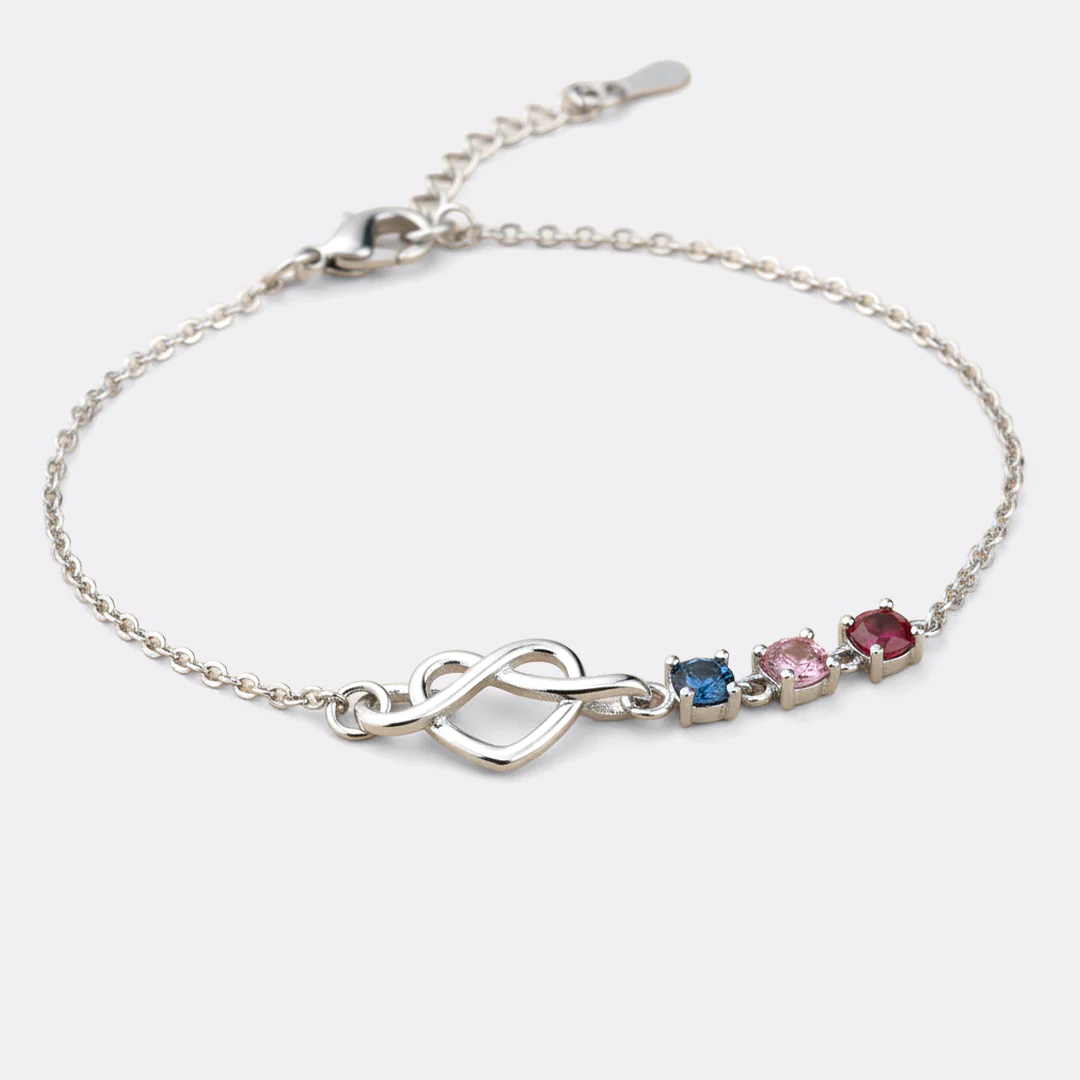 Personalized Birthstones Heart Knot Bracelet - Image 14