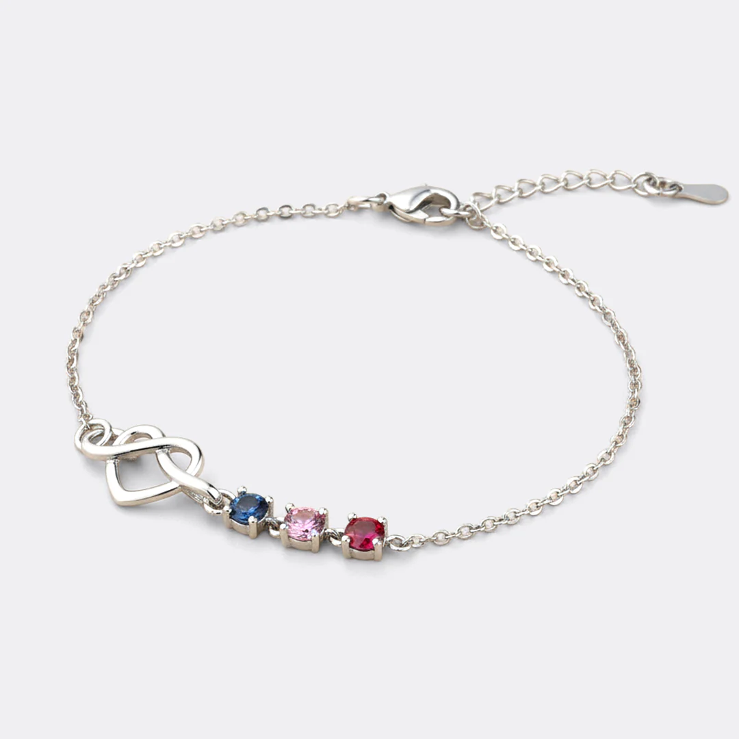 Personalized Birthstones Heart Knot Bracelet - Image 15