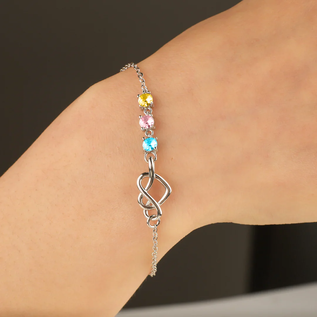 Personalized Birthstones Heart Knot Bracelet - Image 3