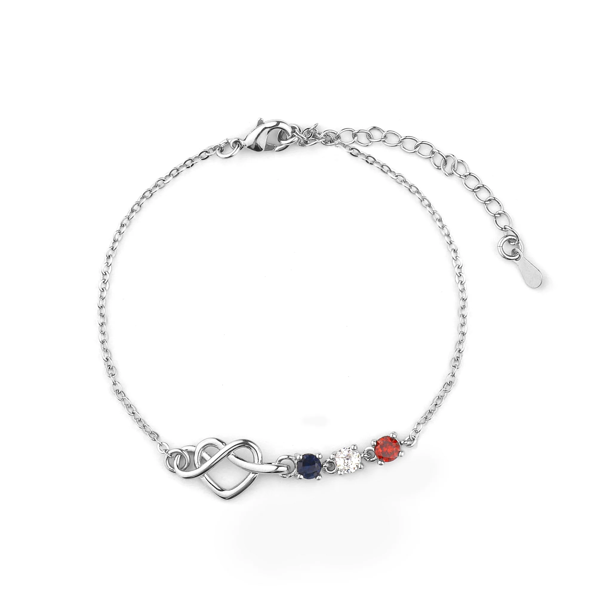 Personalized Birthstones Heart Knot Bracelet - Image 4