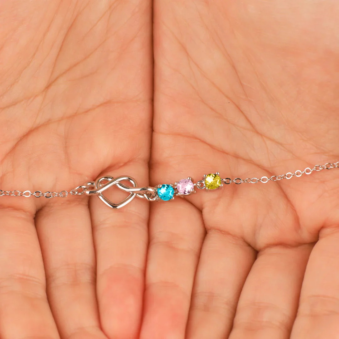 Personalized Birthstones Heart Knot Bracelet - Image 7