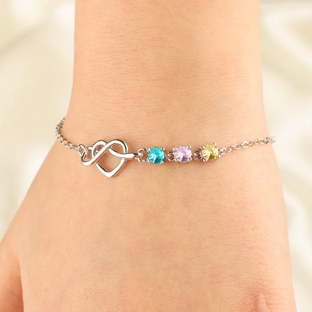 Personalized Birthstones Heart Knot Bracelet - Image 8