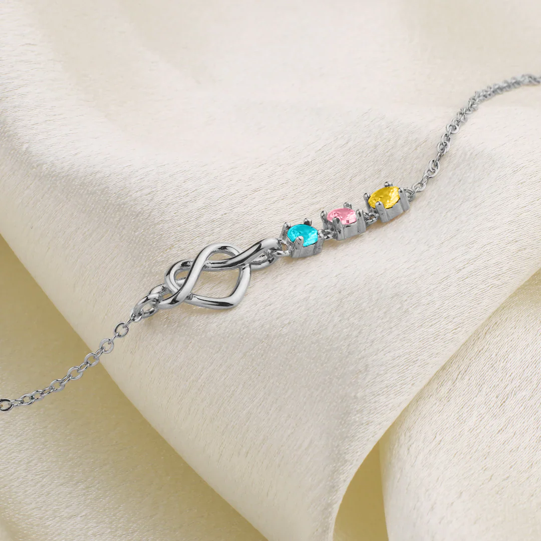 Personalized Birthstones Heart Knot Bracelet - Image 9