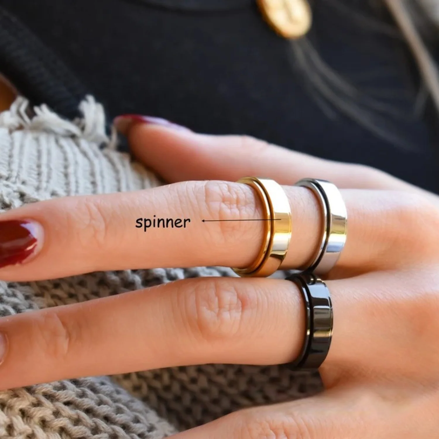 Personalized Classic Block Fidget Ring - Image 10