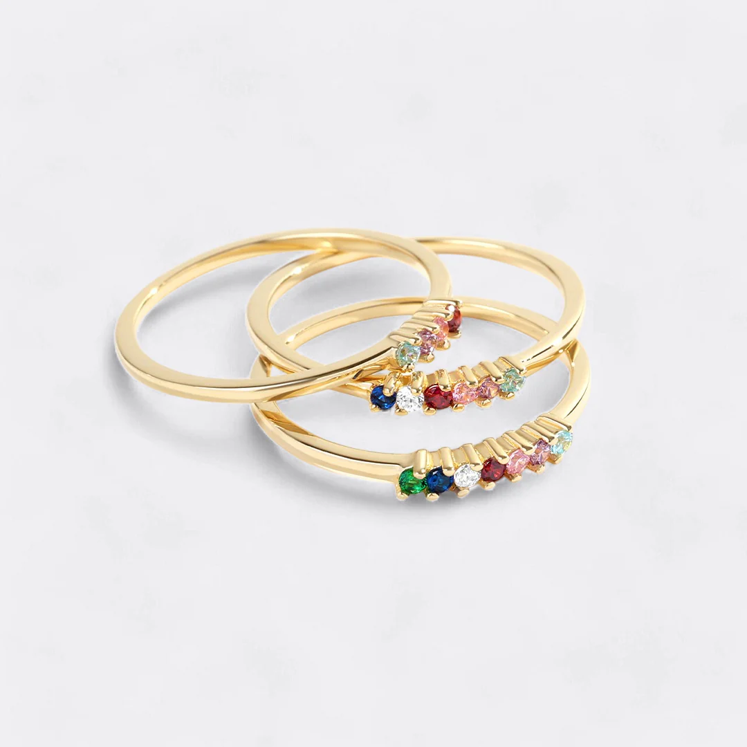 Personalized Dainty Birthstones Ring - Image 5
