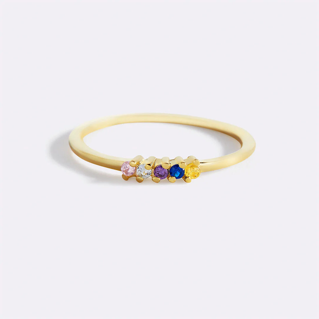 Personalized Dainty Birthstones Ring - Image 7