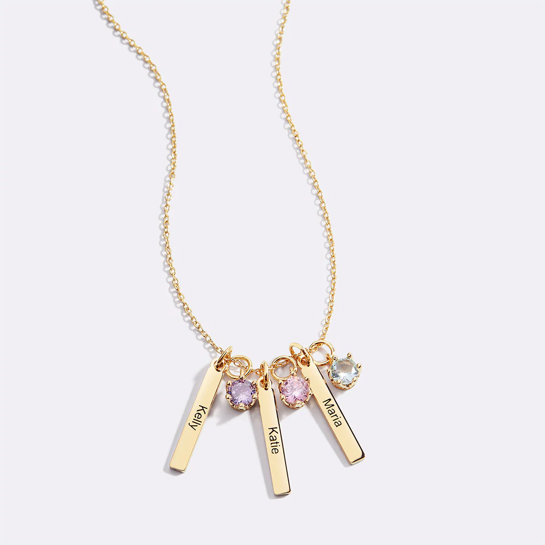 Personalized Mini Bar Birthstone Necklace - Image 2