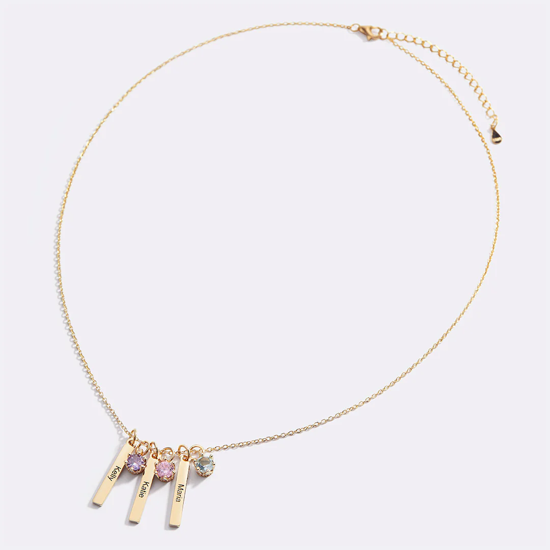 Personalized Mini Bar Birthstone Necklace - Image 4