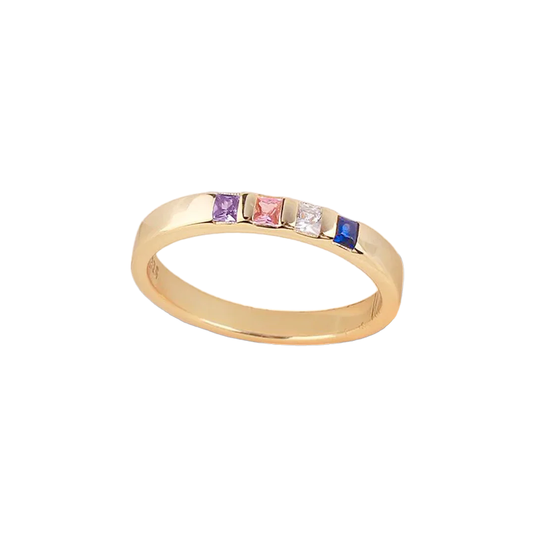 Princess-Cut Birthstone Band Ring - Image 10