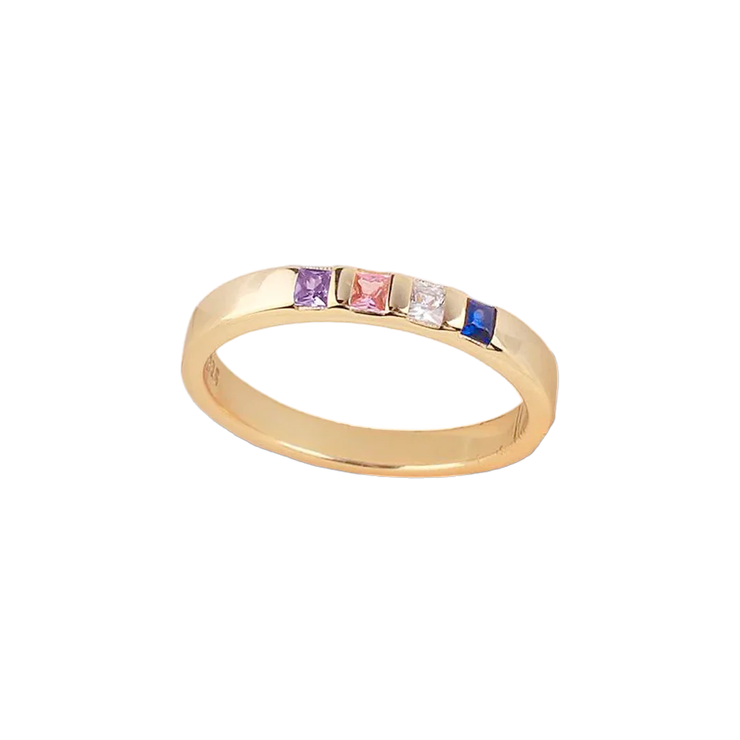 Princess-Cut Birthstone Band Ring - Image 11
