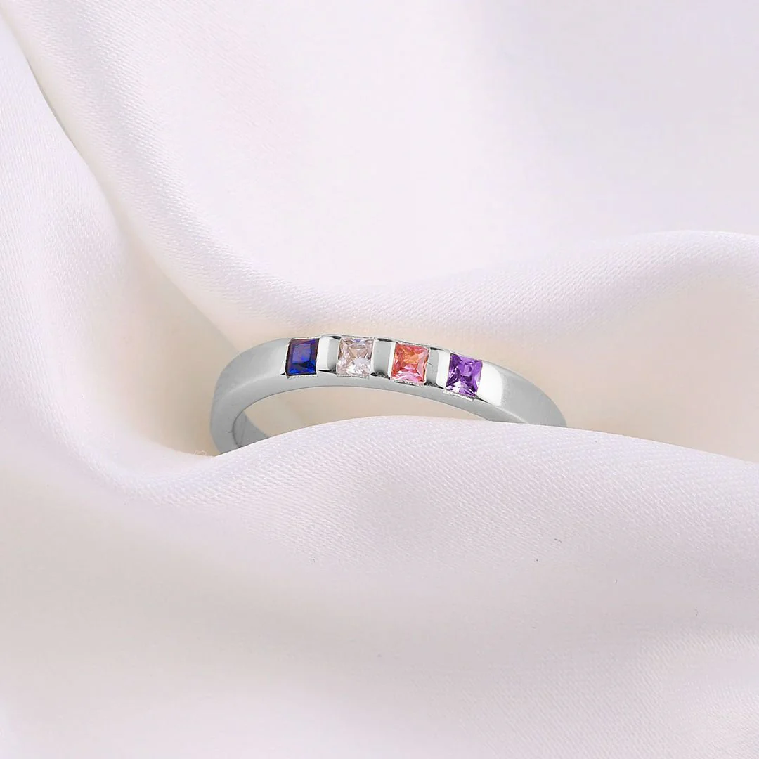 Princess-Cut Birthstone Band Ring - Image 15